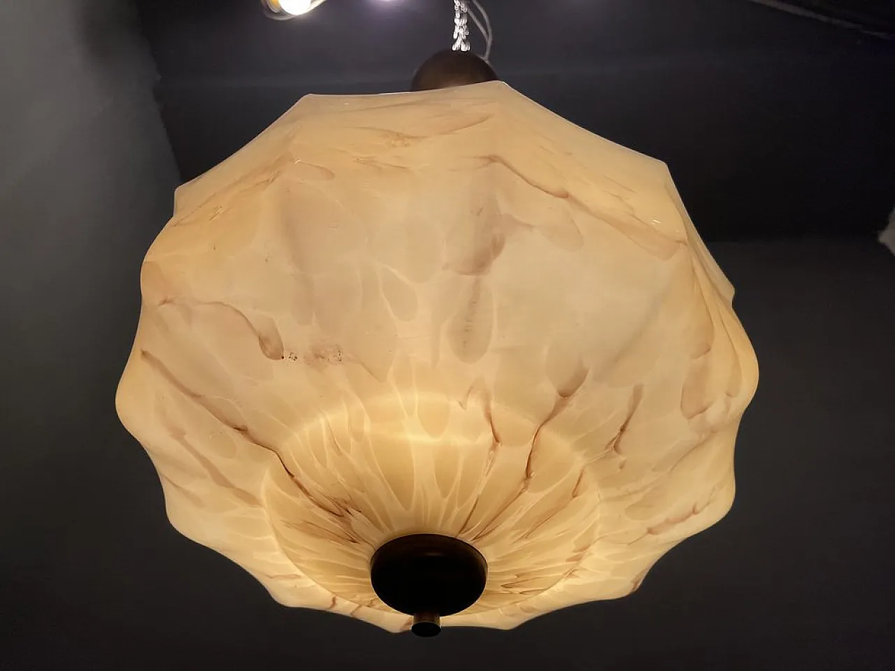 Opaline glass pendant lamp, 1940s 3
