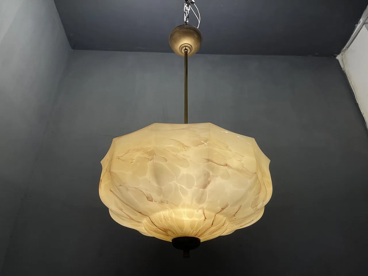 Opaline glass pendant lamp, 1940s 5