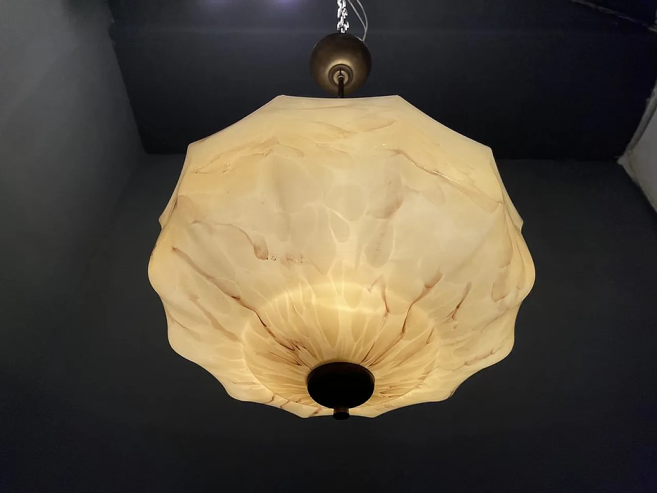 Opaline glass pendant lamp, 1940s 6