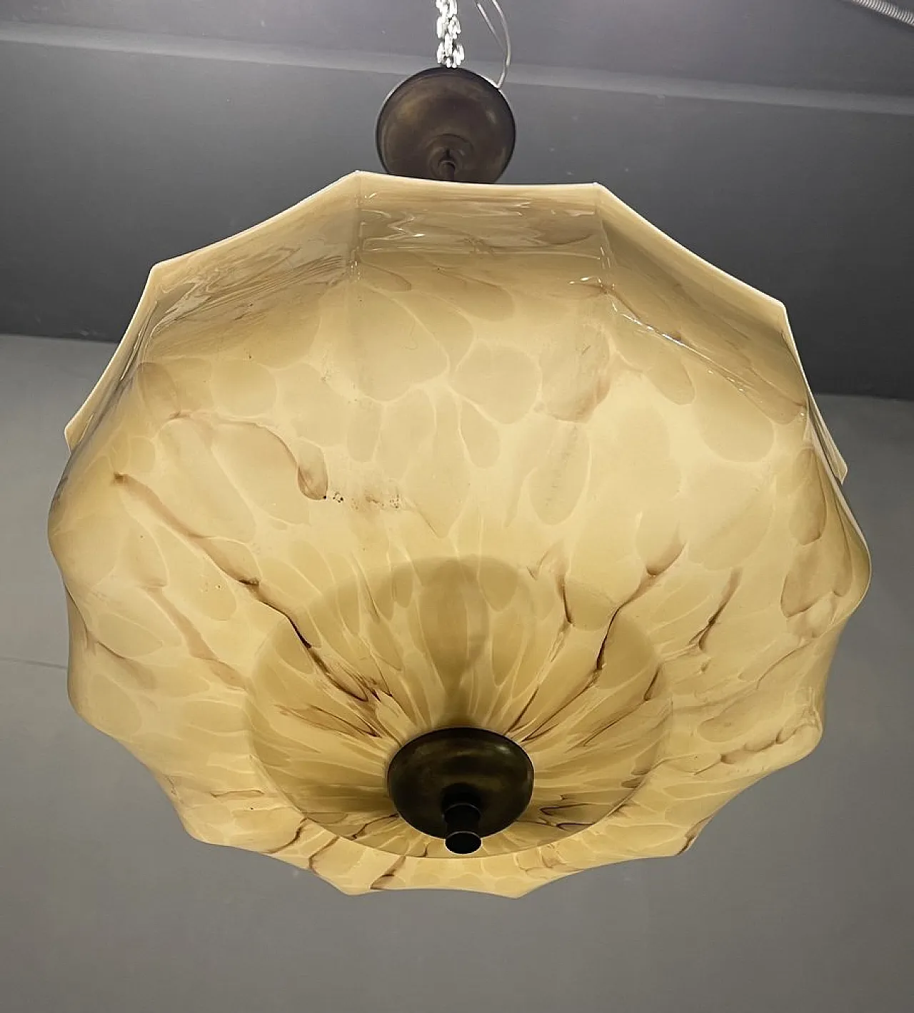 Opaline glass pendant lamp, 1940s 7
