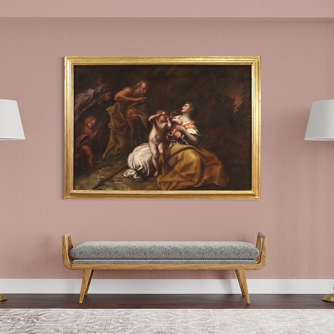 Religious painting, Abraham drives out Hagar and Ishmael, 17th century 1