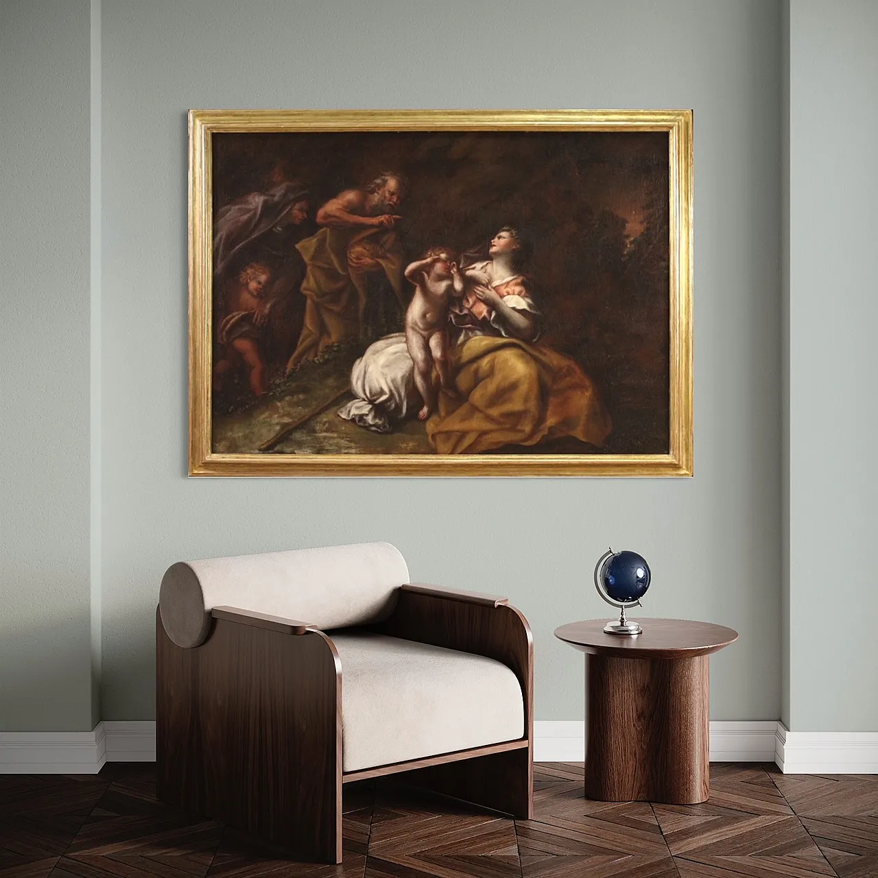 Religious painting, Abraham drives out Hagar and Ishmael, 17th century 3