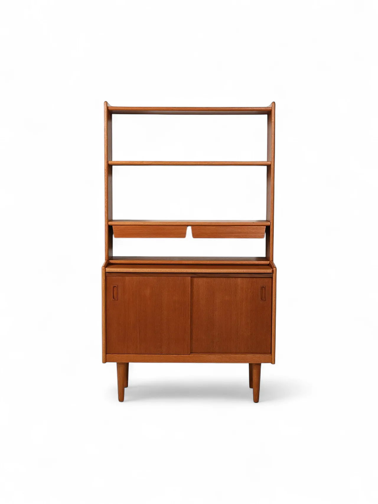 Libreria scandinava in teak con cassetti sospesi 10