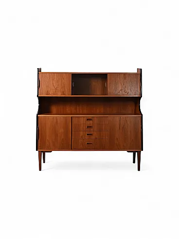 Credenza con vetrinetta in teak, anni '50
