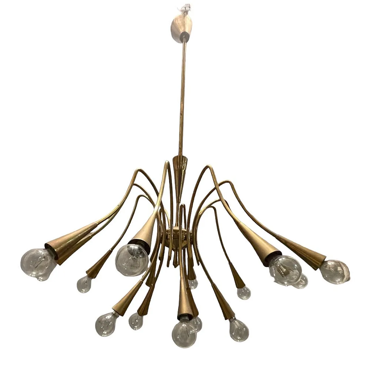 Brass chandelier from Stilnovo, 1950s 1