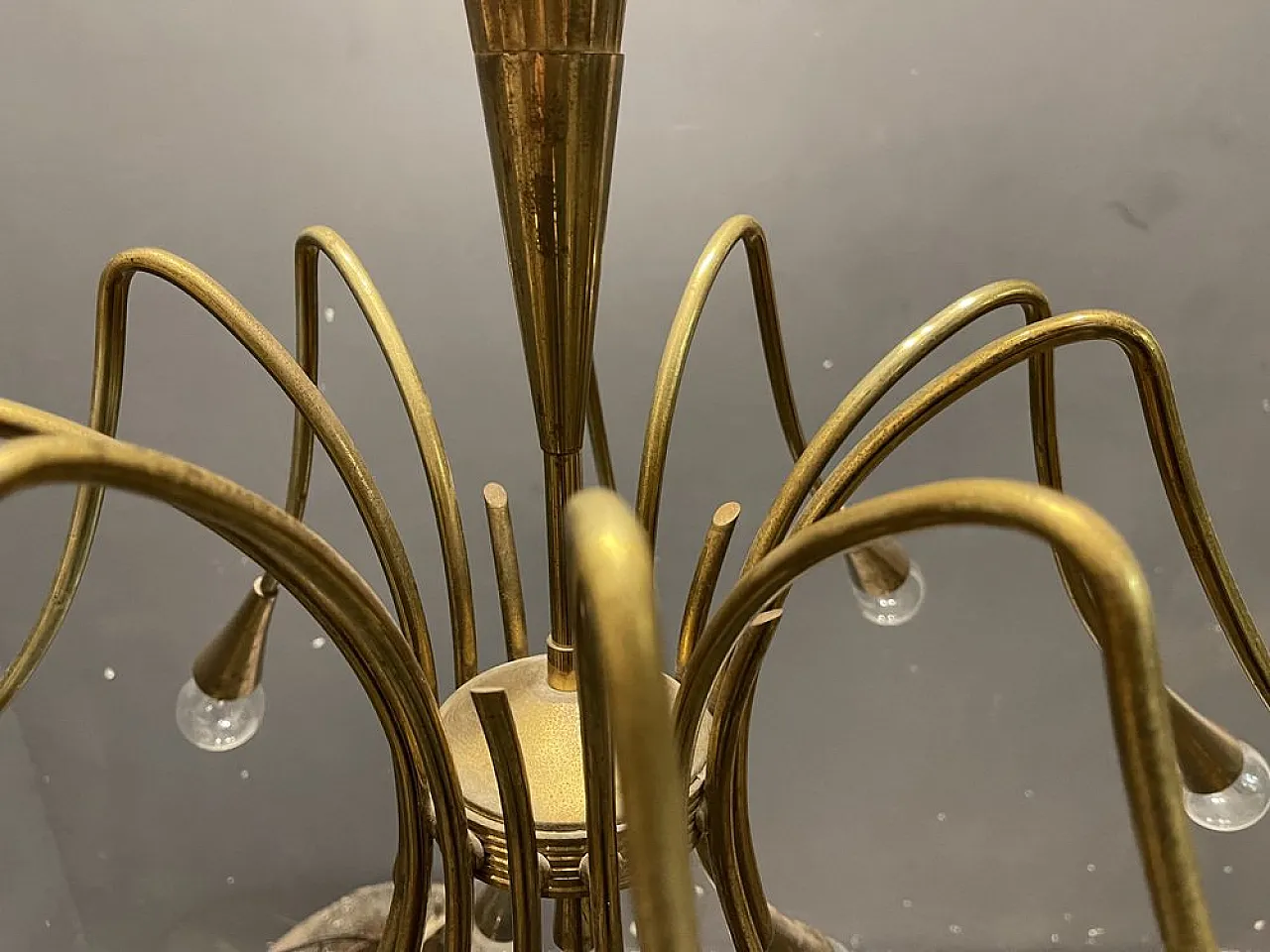 Brass chandelier from Stilnovo, 1950s 3