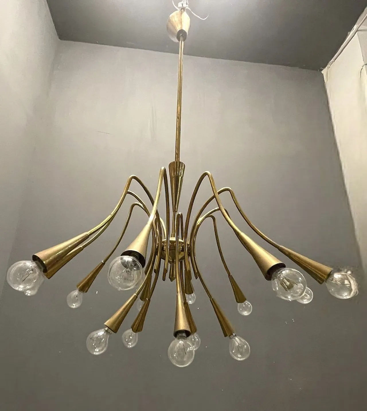 Brass chandelier from Stilnovo, 1950s 9