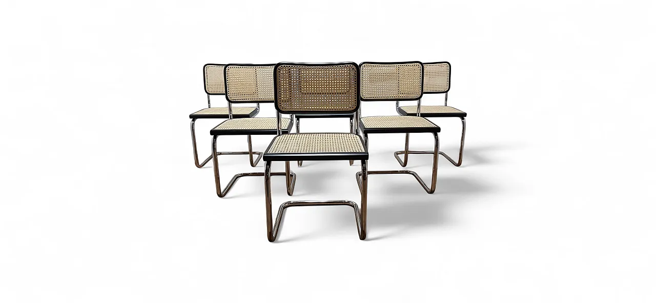 6 Cesca B32 chairs, lacquered in black MDF, 1980s 120