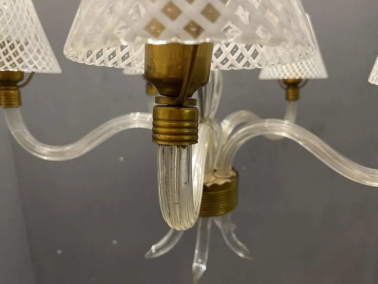 Murano glass Reticello chandelier, 1920s/40s by Venini, 1940s 10
