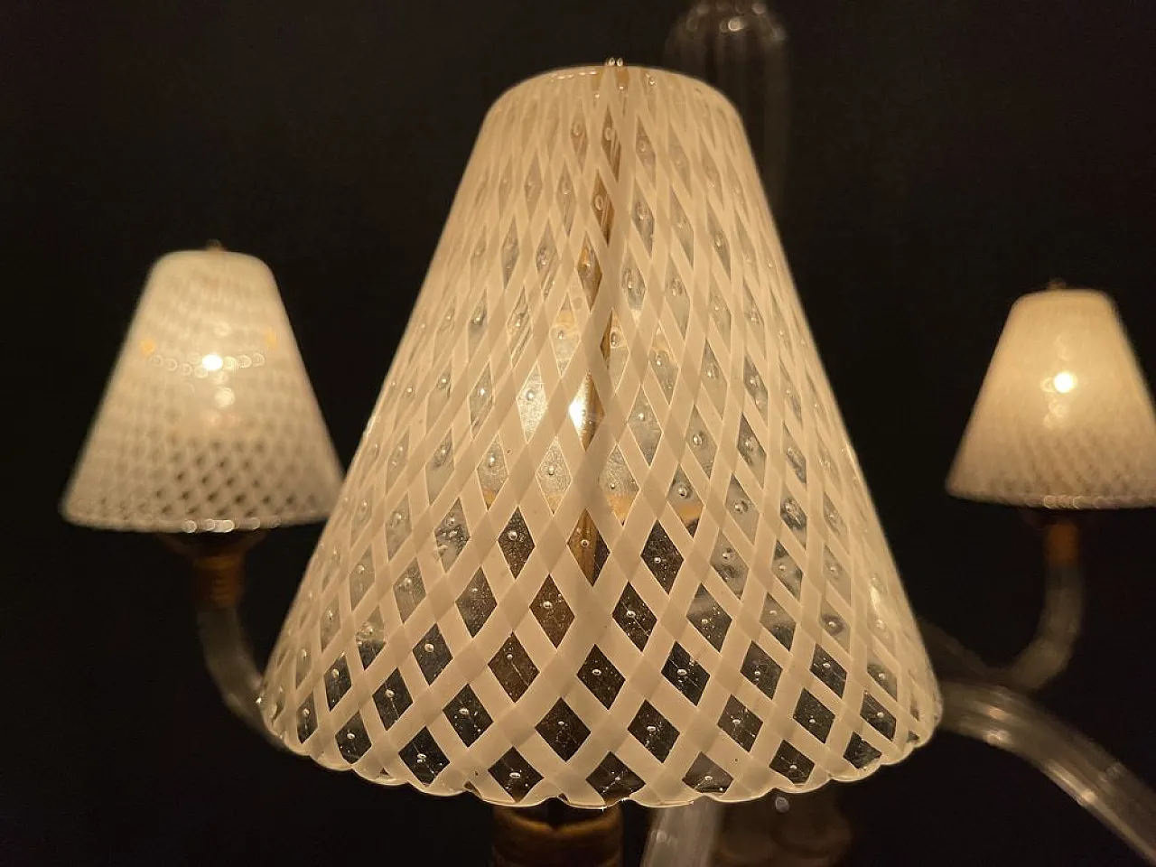 Murano glass Reticello chandelier, 1920s/40s by Venini, 1940s 13