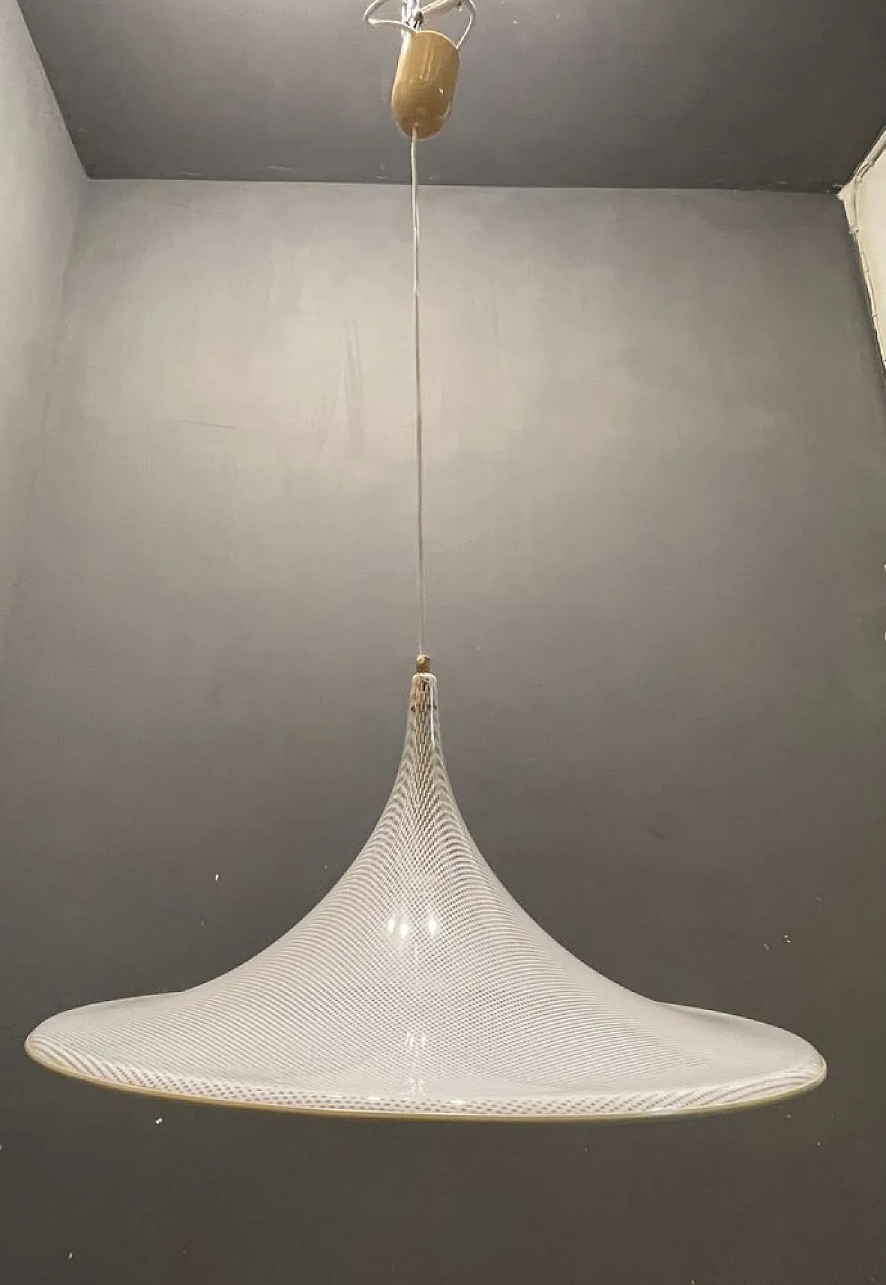Mid-Century Reticello pendant lamp in plastic, 1960s 1