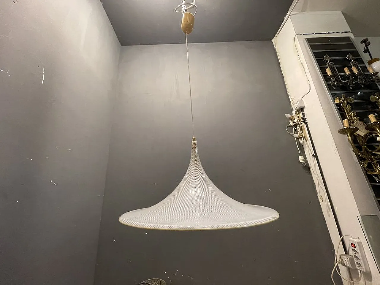 Mid-Century Reticello pendant lamp in plastic, 1960s 9