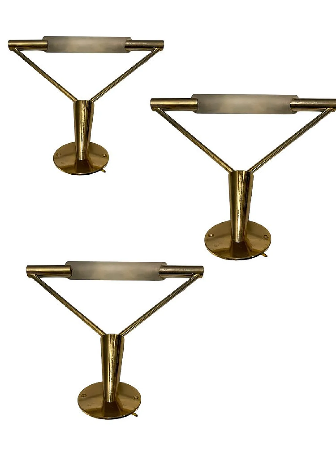 3 Brass and glass wall lights, 1990s 1