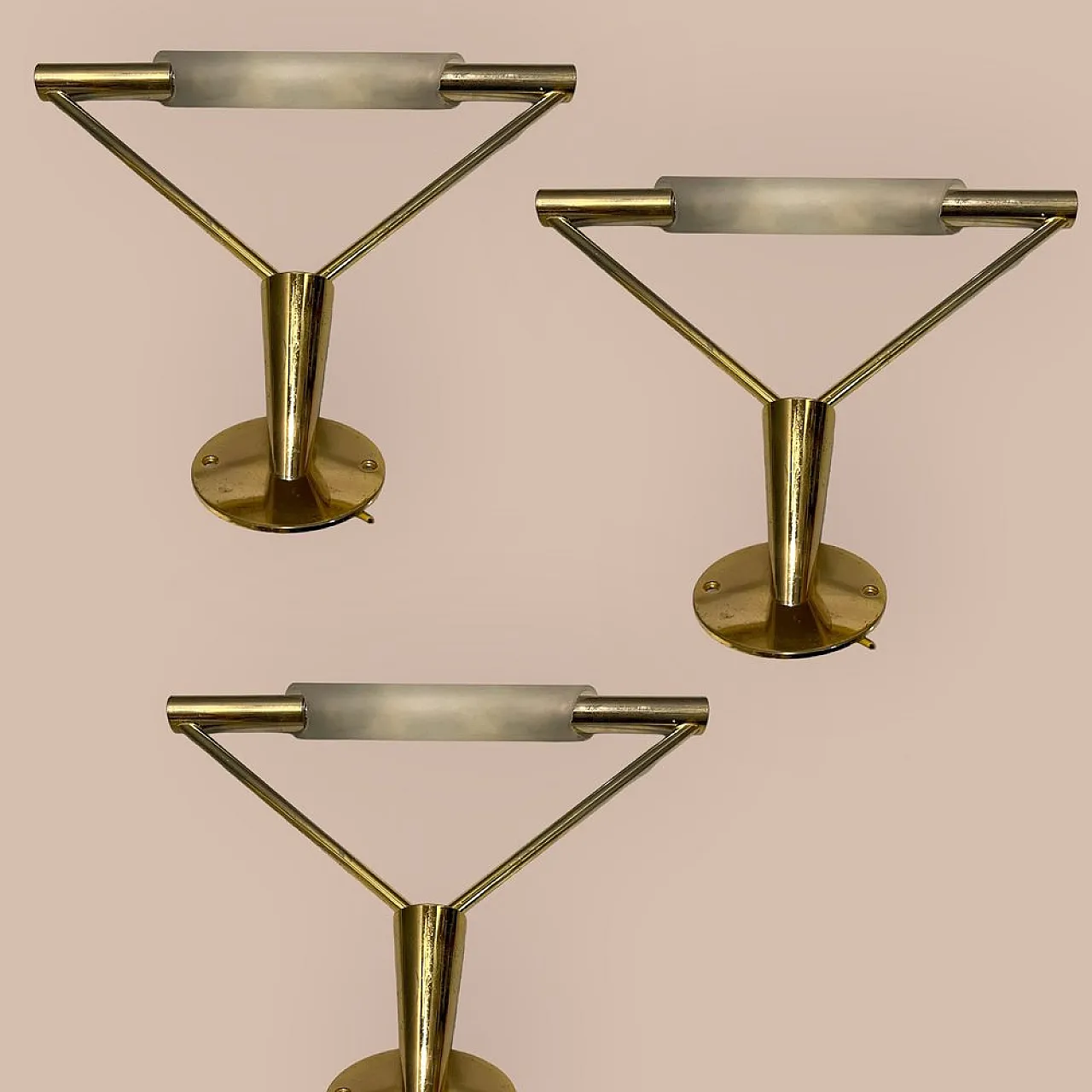 3 Brass and glass wall lights, 1990s 2
