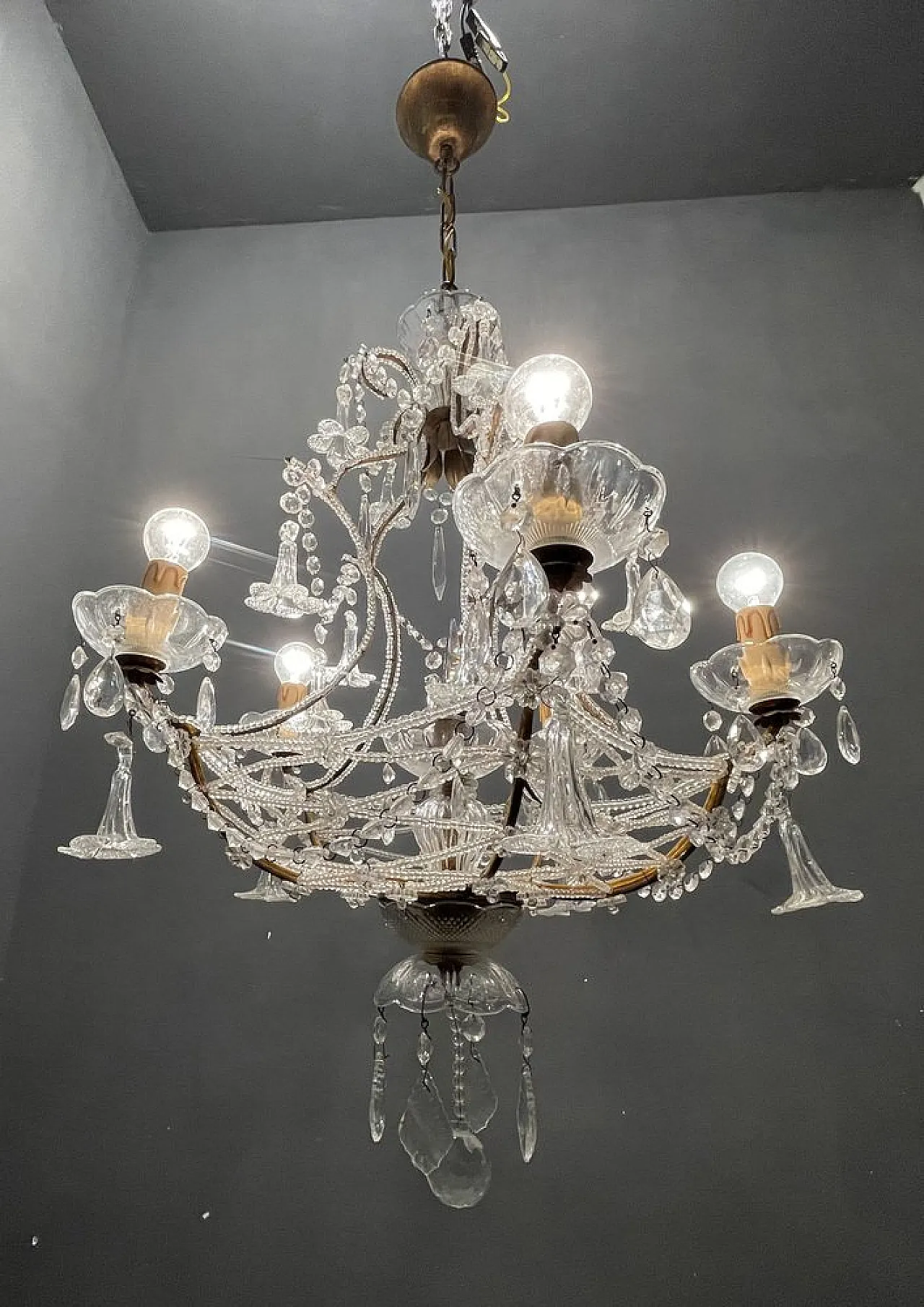 Murano crystal chandelier, 1950s 2