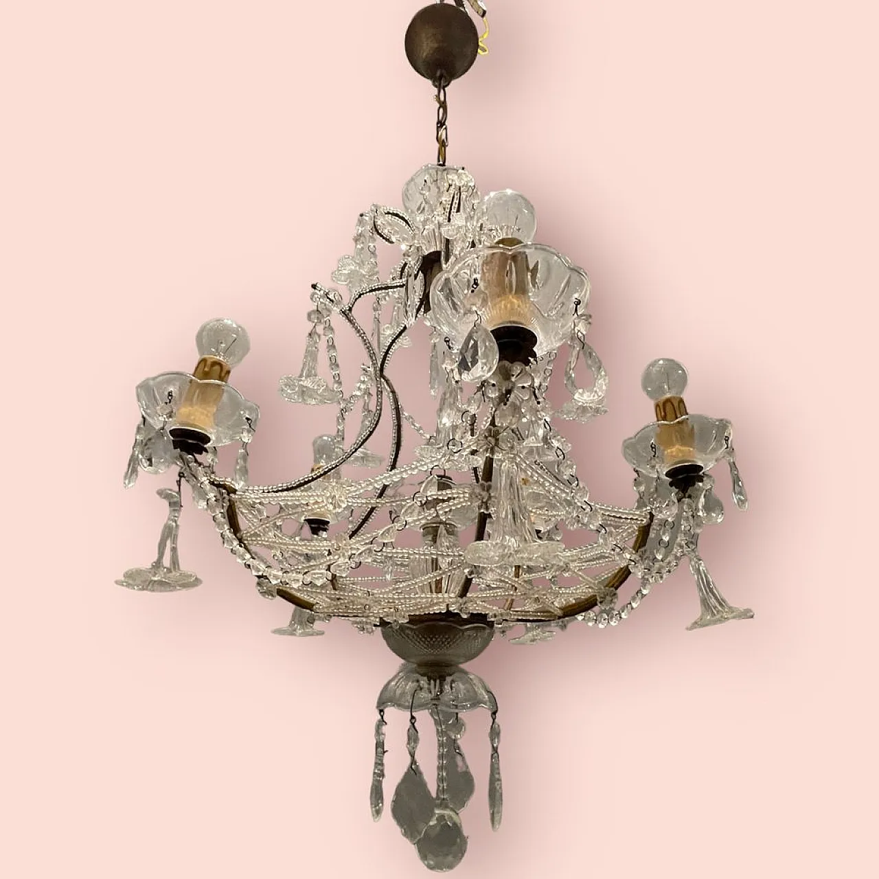 Murano crystal chandelier, 1950s 4