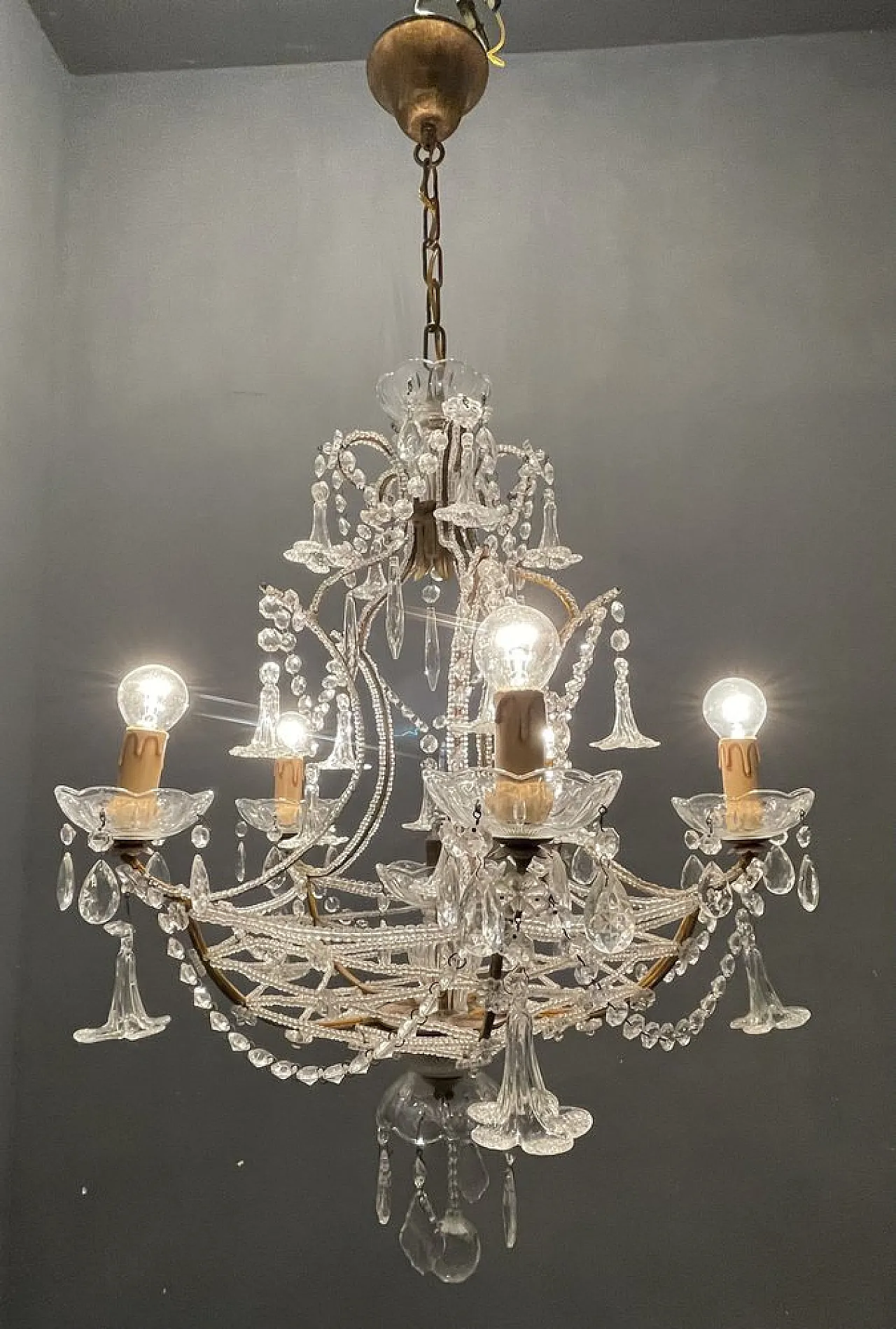 Murano crystal chandelier, 1950s 5
