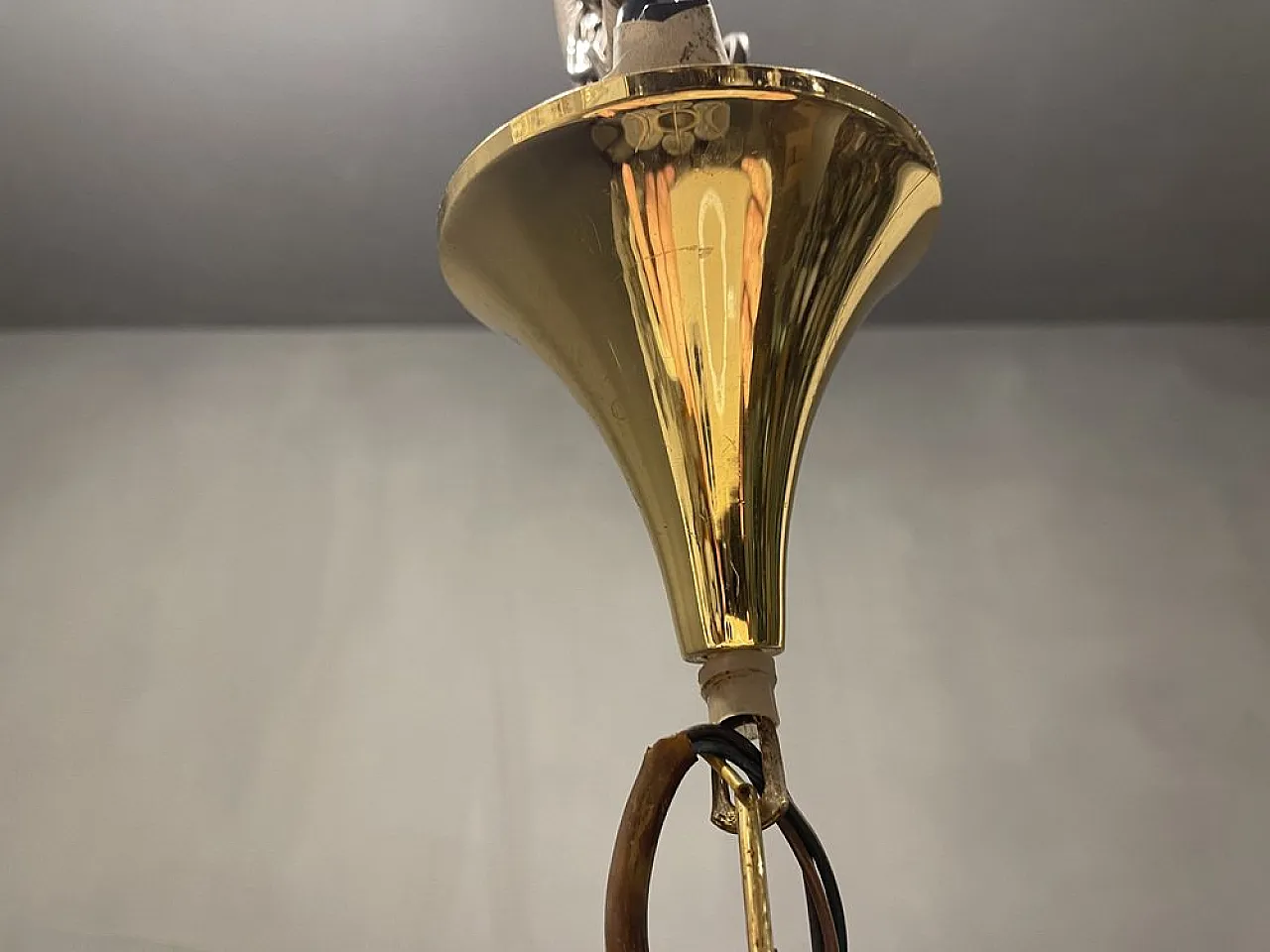 Chandelier with satin Murano glass leaves, 1970s 10