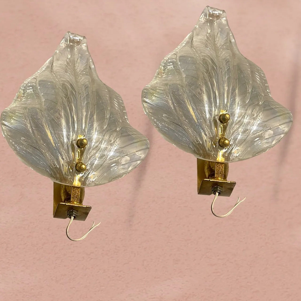 Pair of Murano glass wall lights, 1970s 2