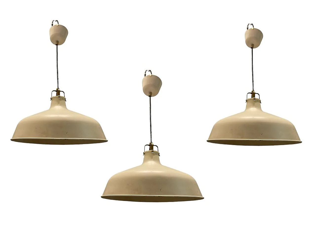 3 Industrial Pendant Lights, 1960s 1