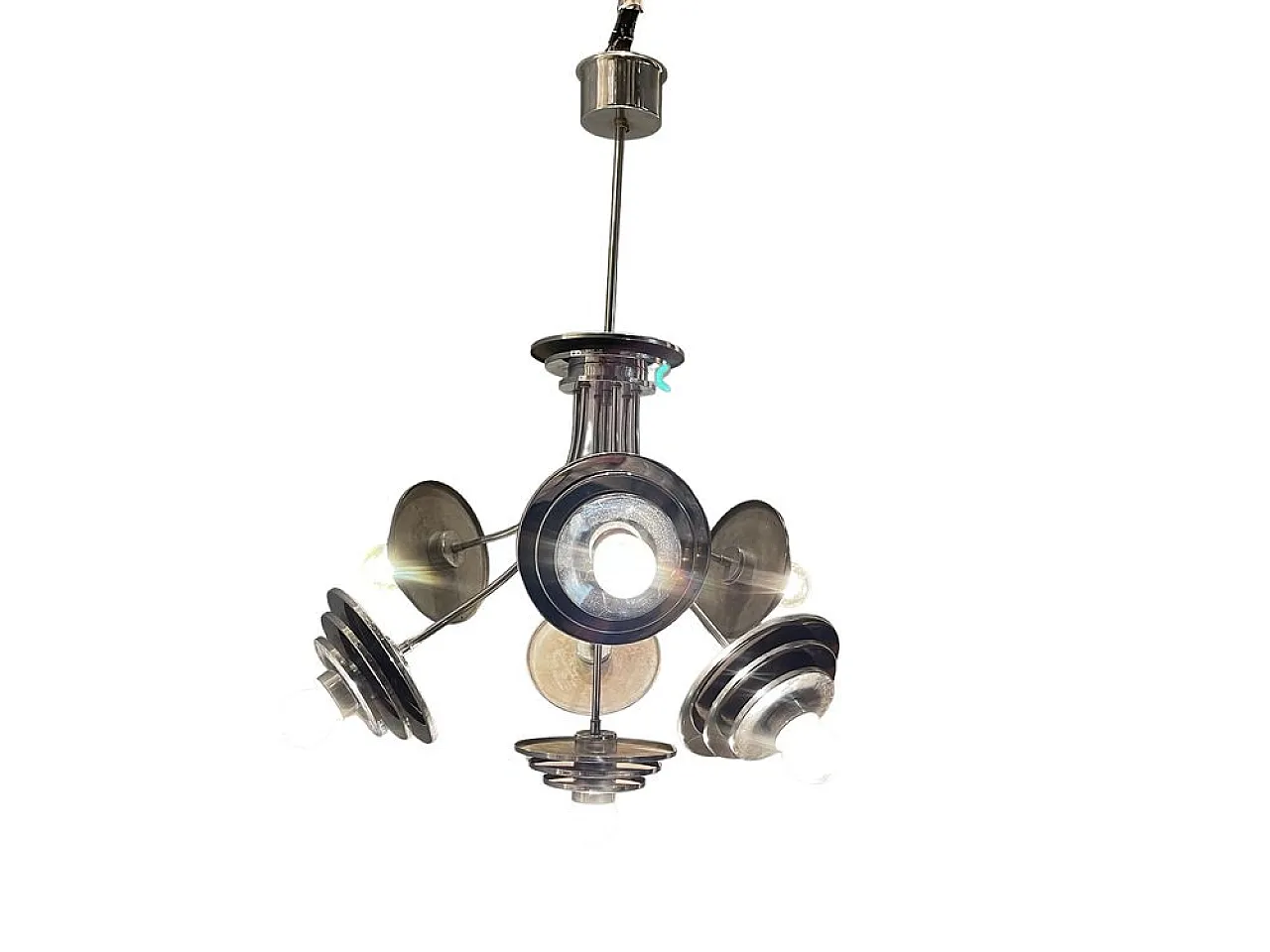 Space Age chandelier in chromed metal, 1960s 1