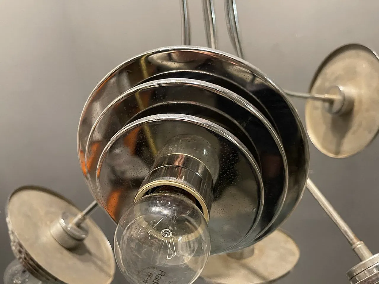 Space Age chandelier in chromed metal, 1960s 4