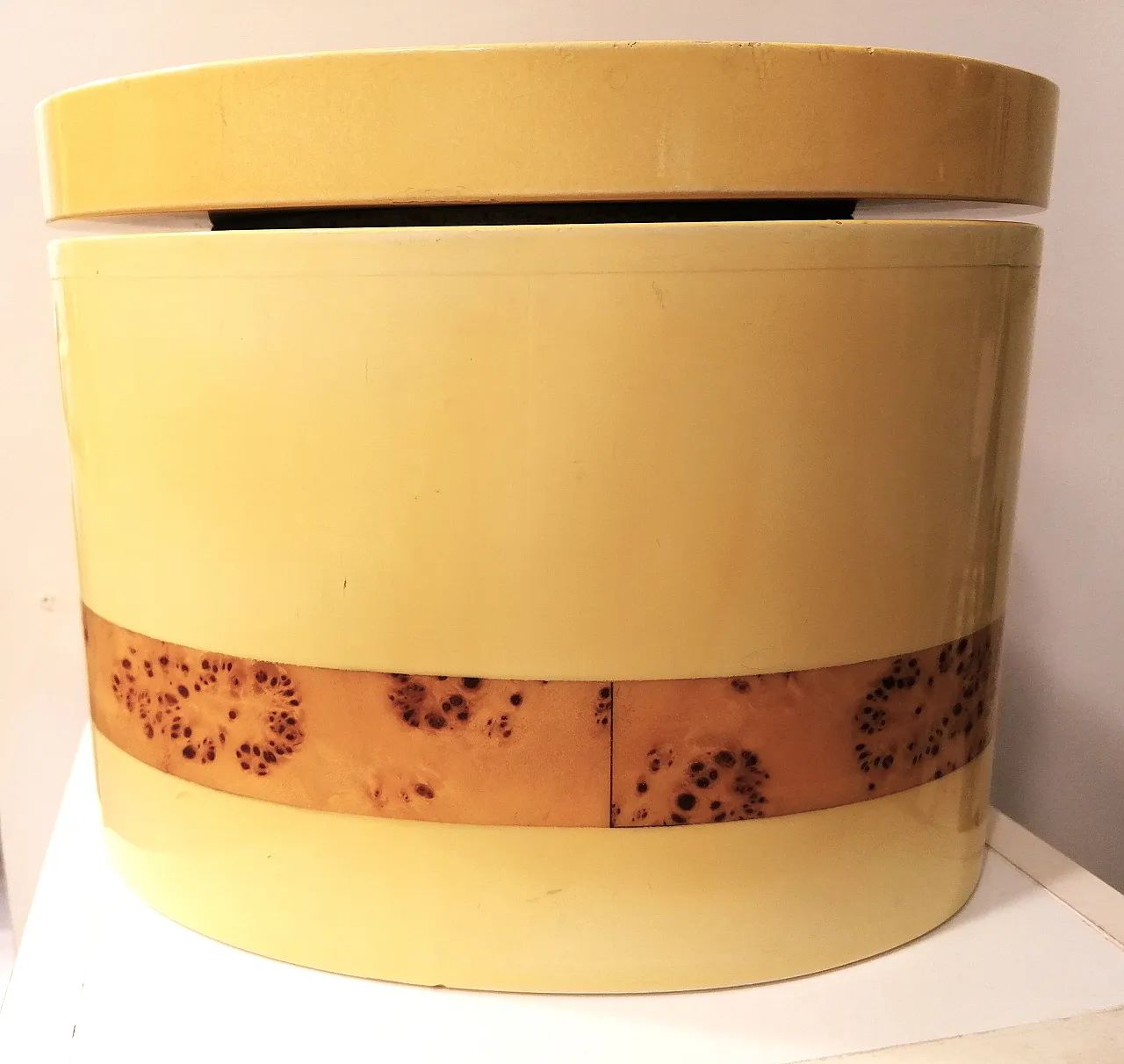 Ice bucket in lacquered wood and briar by Tommaso Barbi, 1970s 1