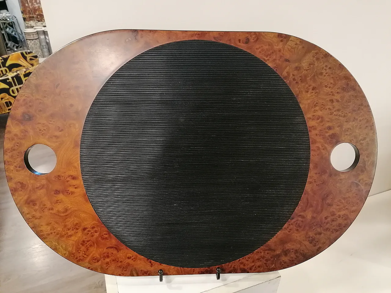 Walnut and leather tray, 1980s 1