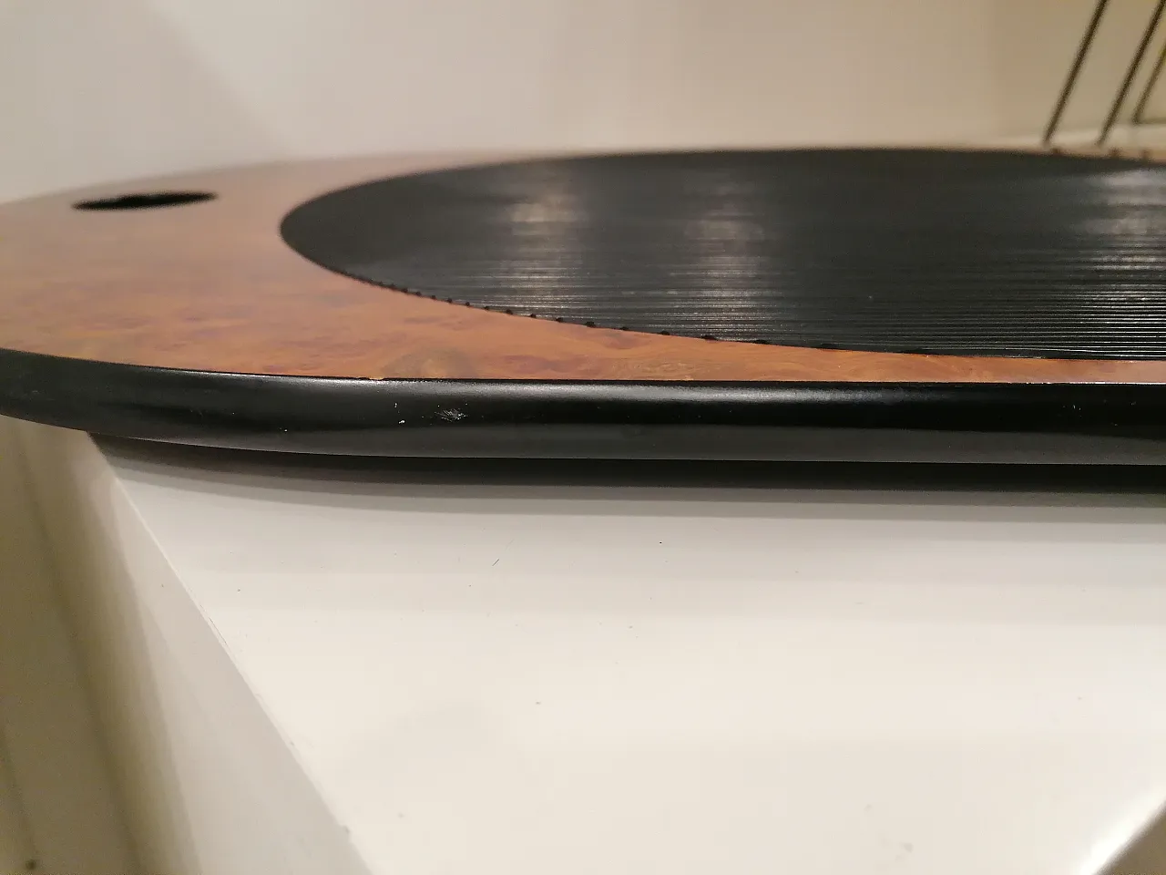 Walnut and leather tray, 1980s 5