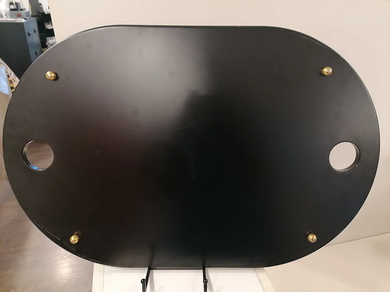 Walnut and leather tray, 1980s 6