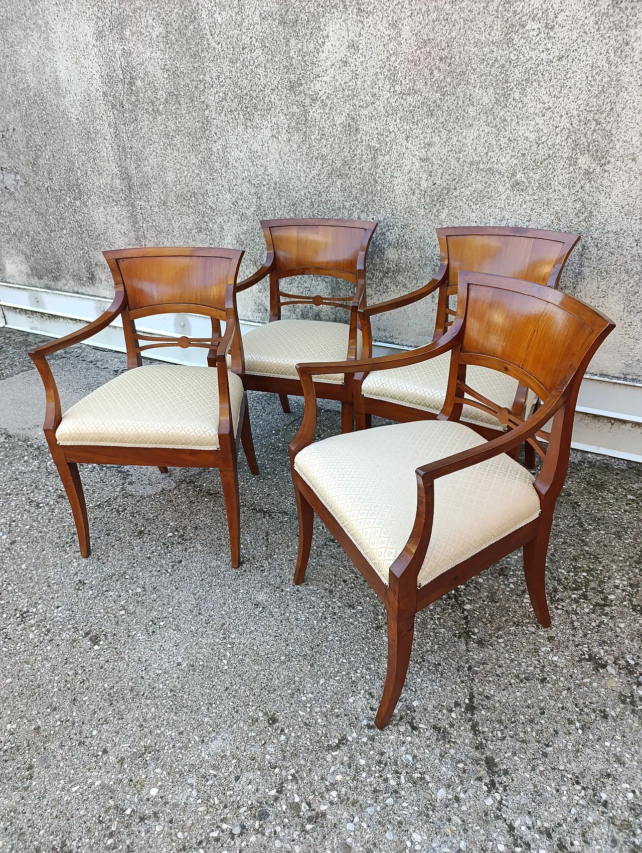 4 cherry wood armchairs, 19th century 5