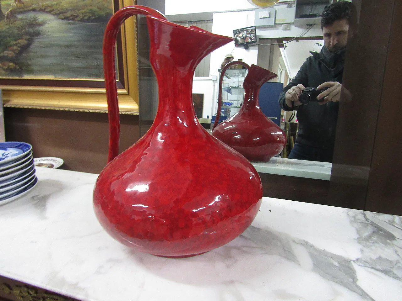 Vaso rosso in ceramica, 1970 6
