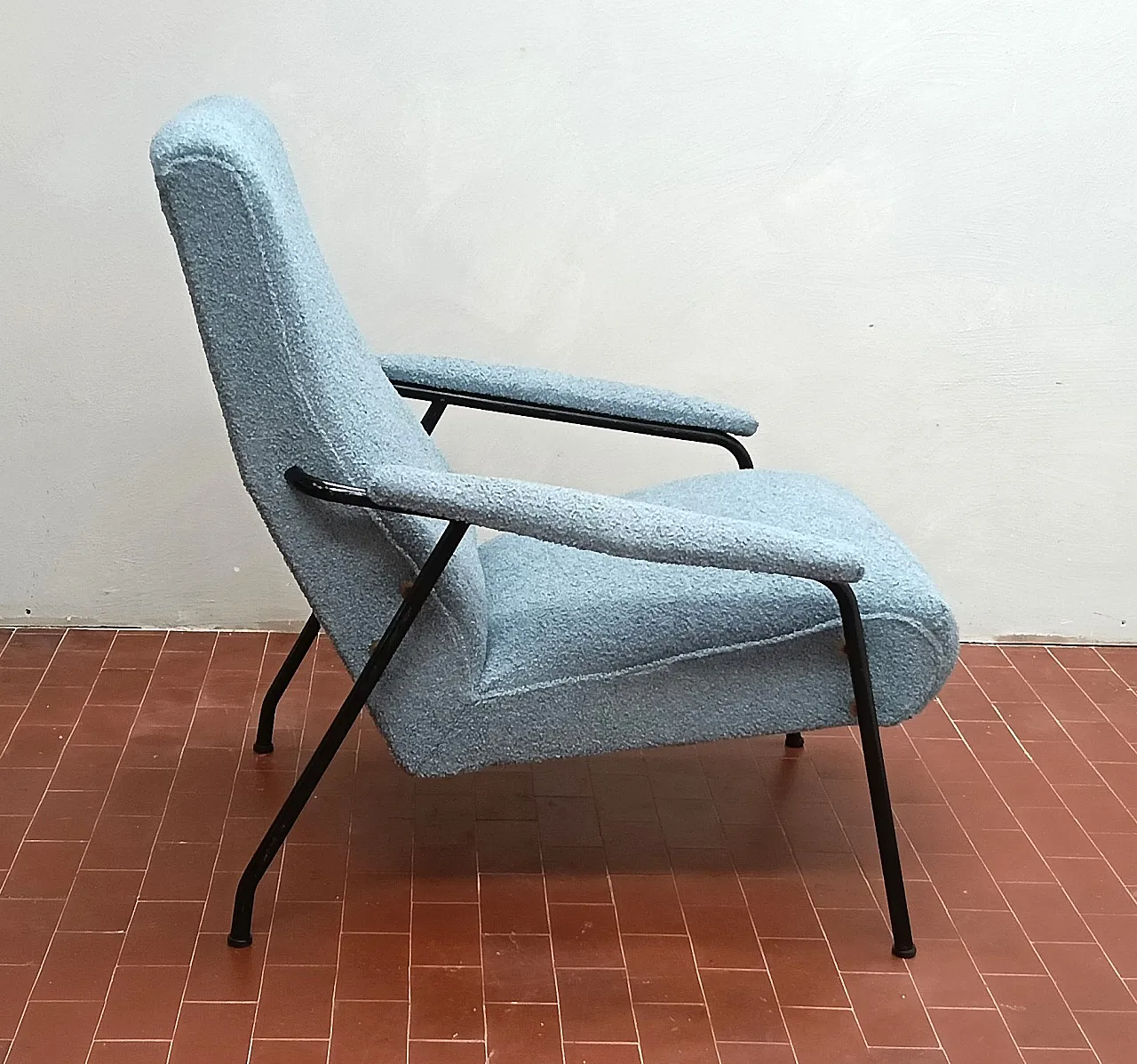 Pair of light blue armchairs, 1950s 2