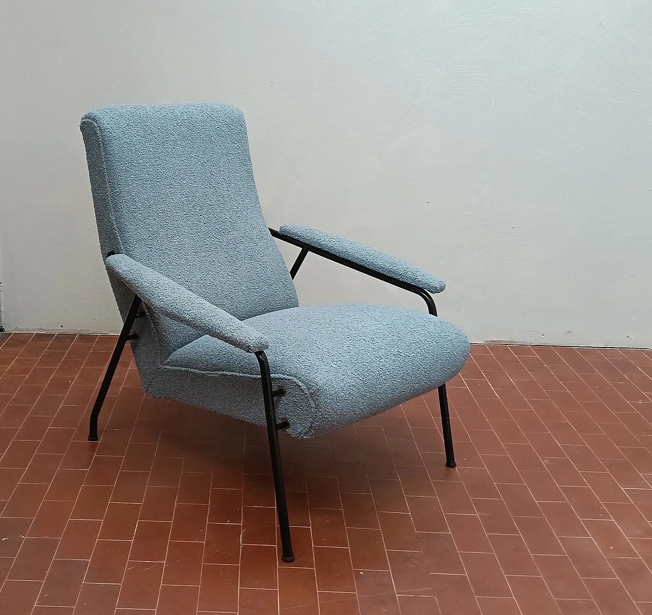 Pair of light blue armchairs, 1950s 3