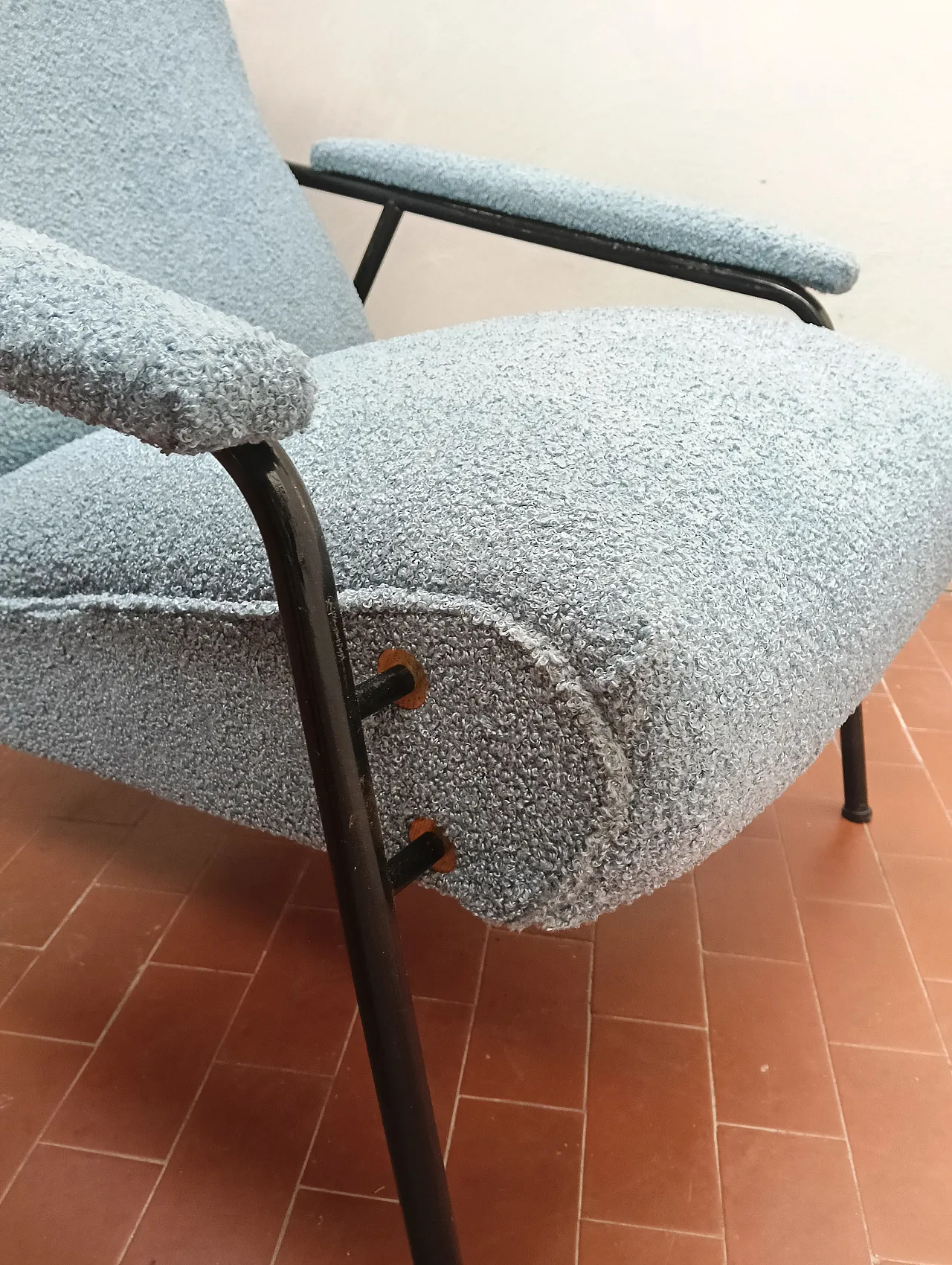 Pair of light blue armchairs, 1950s 6