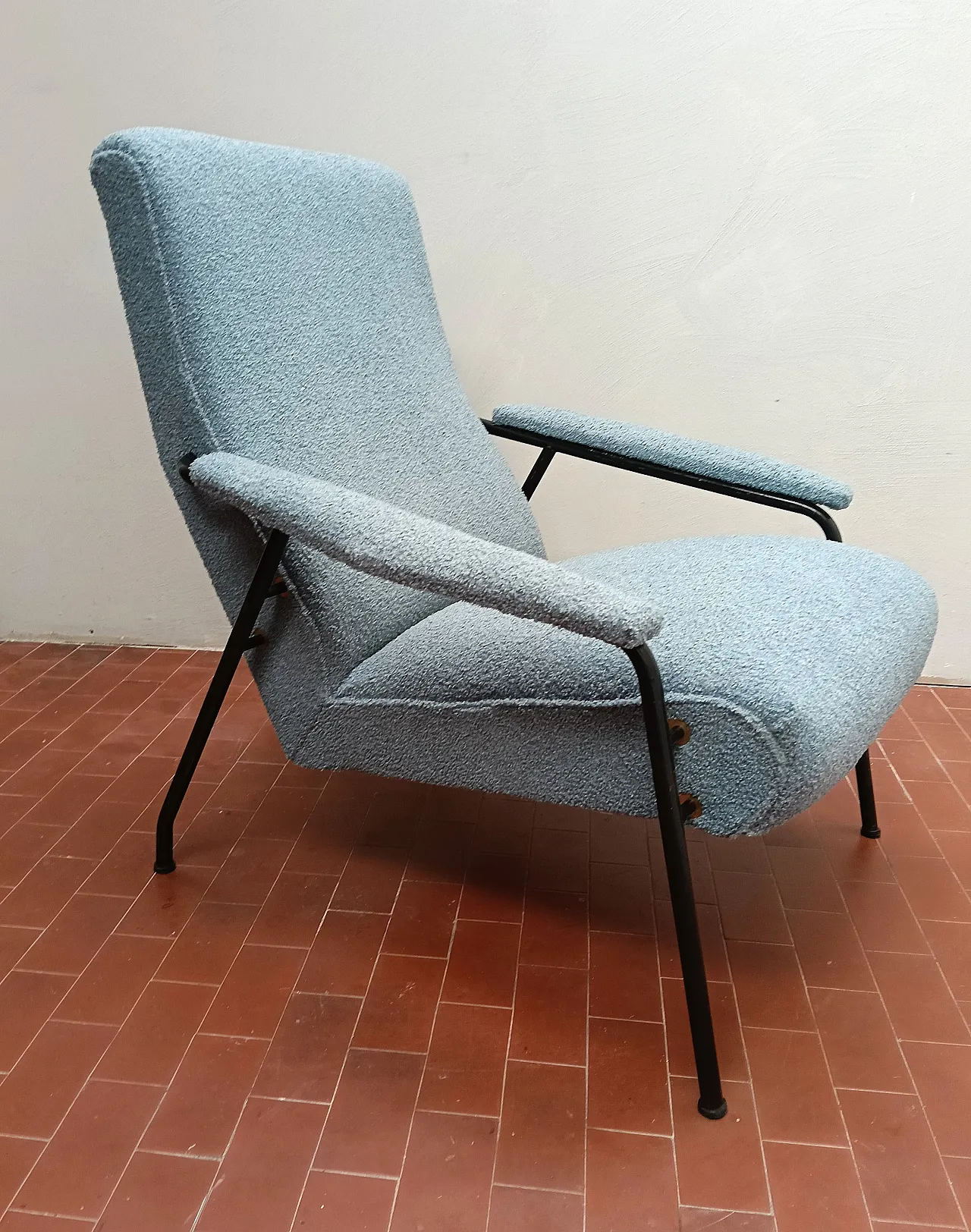 Pair of light blue armchairs, 1950s 8