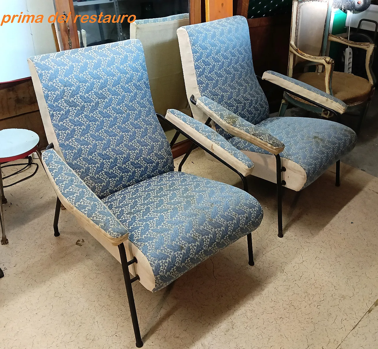Pair of light blue armchairs, 1950s 20
