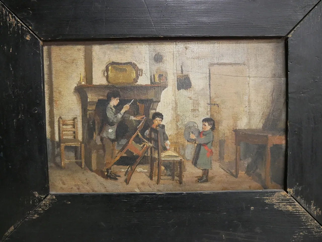 Fanciulli che giocano di Albano Lugli pittore emiliano, '800 1