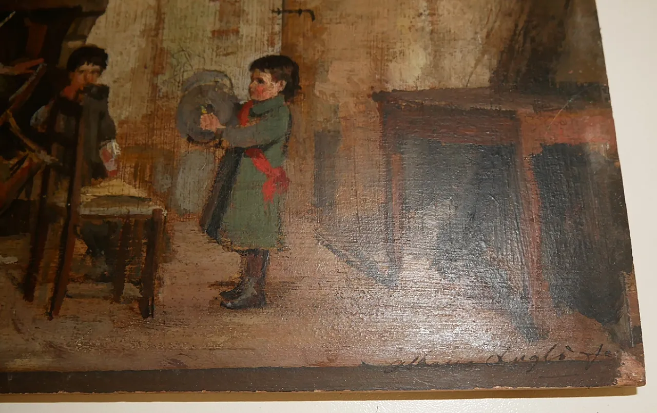 Fanciulli che giocano di Albano Lugli pittore emiliano, '800 5