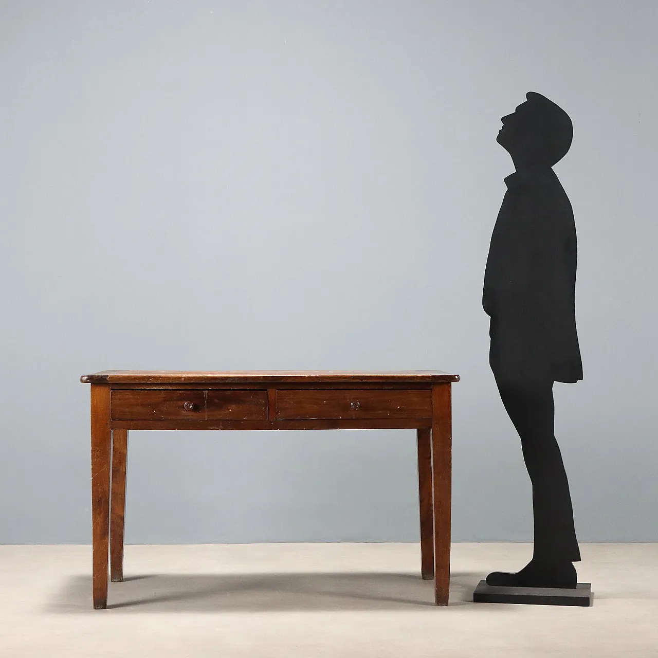 Tavolo in rovere con due cassetti, metà '800 2