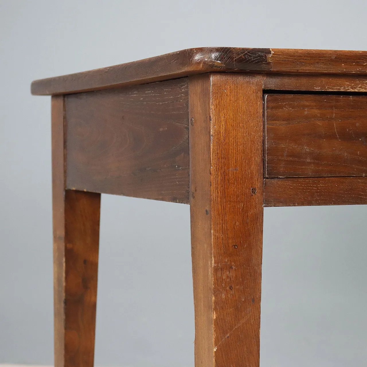 Tavolo in rovere con due cassetti, metà '800 4
