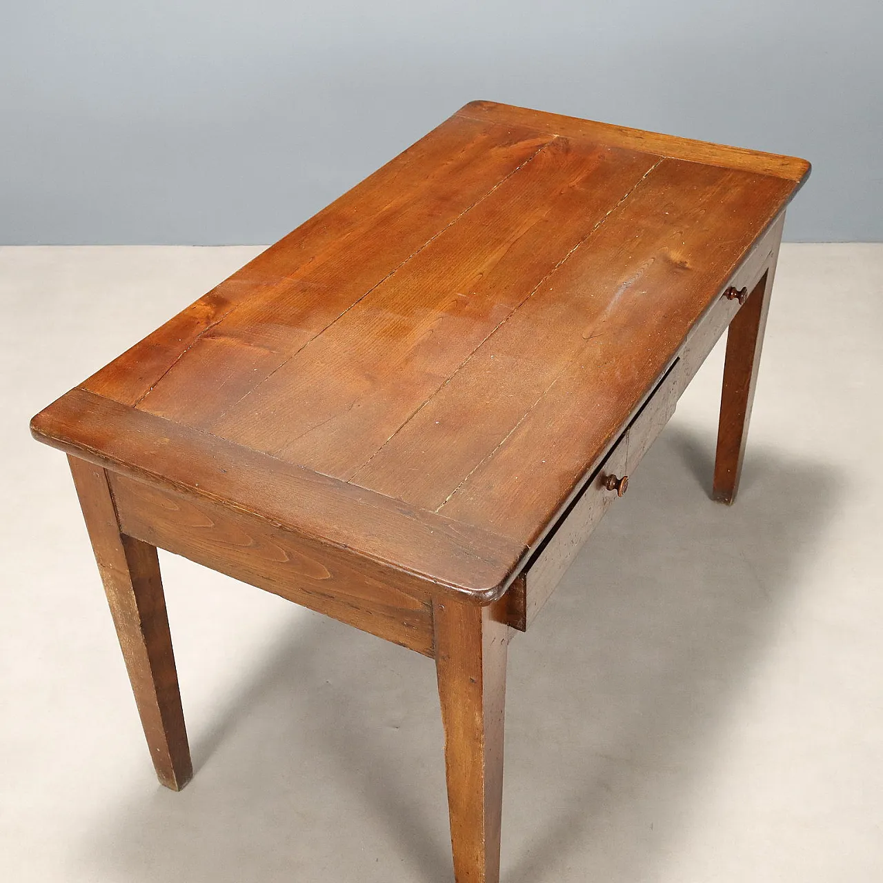 Tavolo in rovere con due cassetti, metà '800 6