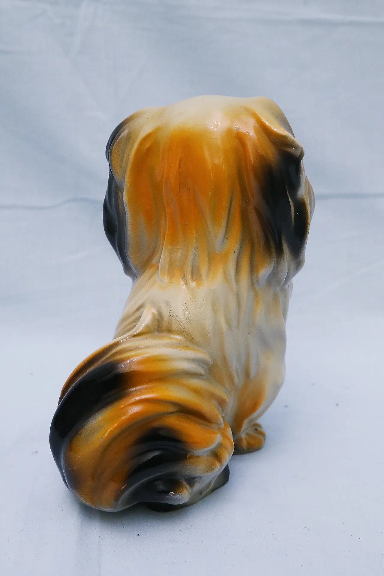Pekingese dog figurine, enamelled plaster sculpture, 1950s 6