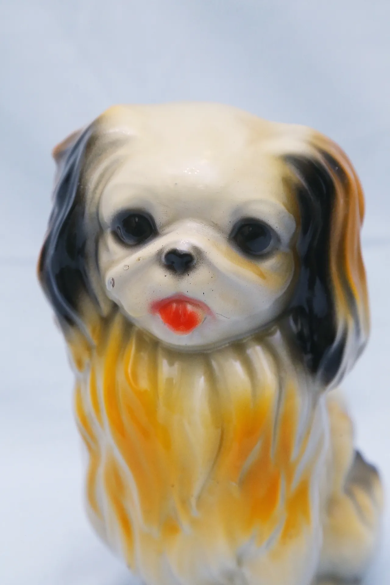 Pekingese dog figurine, enamelled plaster sculpture, 1950s 11