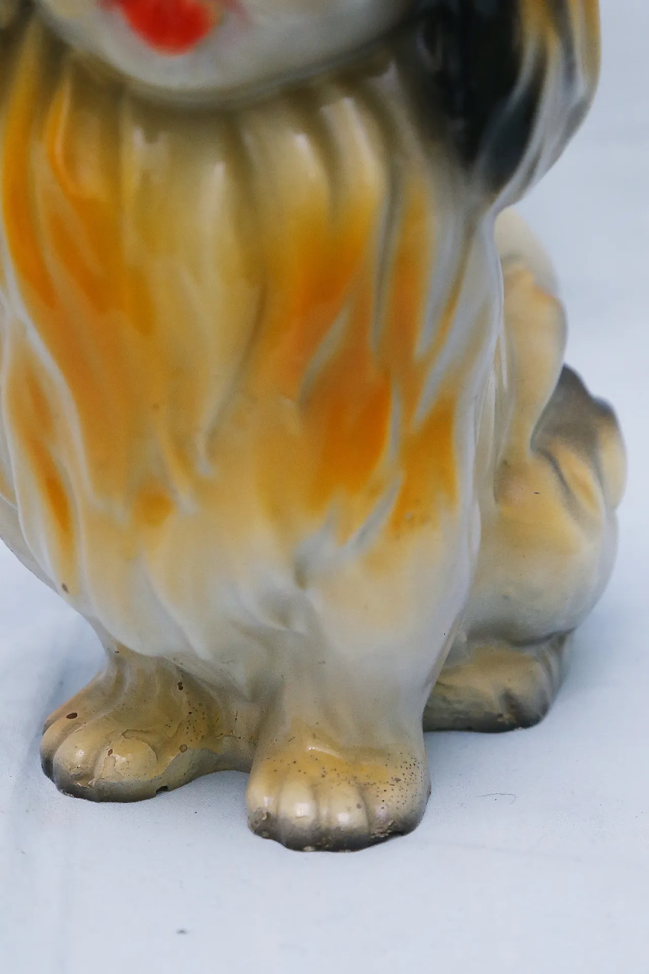 Pekingese dog figurine, enamelled plaster sculpture, 1950s 12