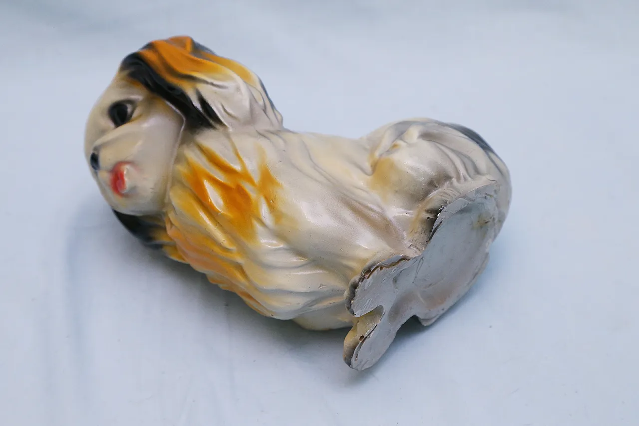 Pekingese dog figurine, enamelled plaster sculpture, 1950s 17