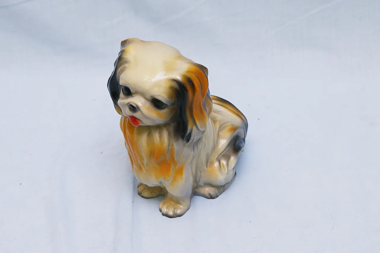 Pekingese dog figurine, enamelled plaster sculpture, 1950s 19