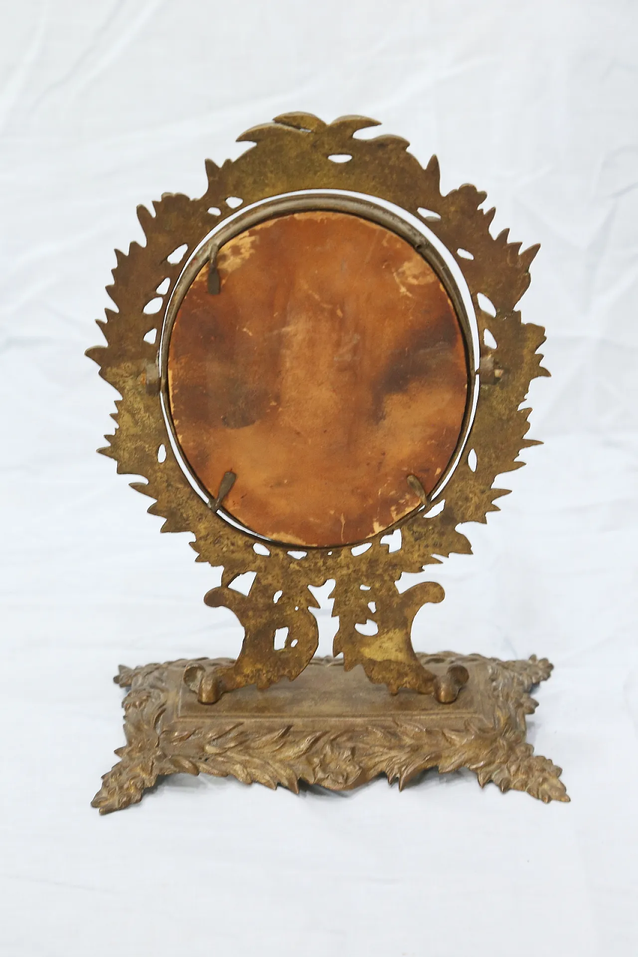 Specchio da tavolo in bronzo e ottone dorato, primo '900 5