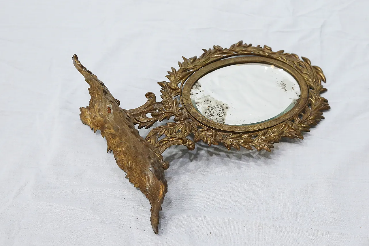 Specchio da tavolo in bronzo e ottone dorato, primo '900 8