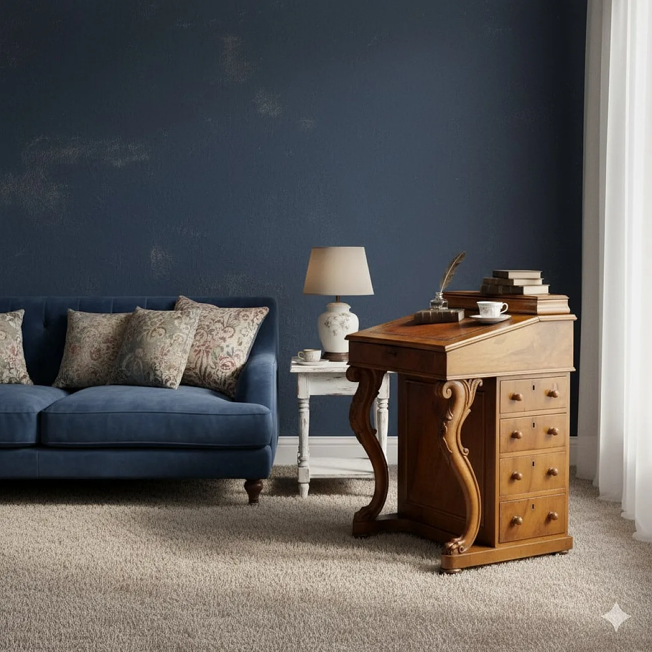 Desk di scrittura in noce Daepport, '800 2